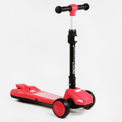 Самокат триколісний складане кермо світло звук дим Best Scooter MAXI 60 кг Red (111438)