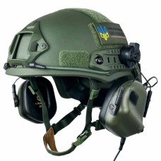 Шолом кевларовий FAST NIJ IIIA та навушники Earmor M31H Mod3 L Ranger Green