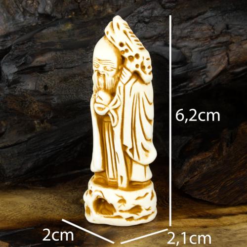 Статуетка Netsuke Нецке Шоусін з палицею Гіпс 6.2x2x2.1 см Бежевий (00653) в інтернет супермаркеті PbayMarket!