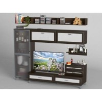 Стінка в вітальню Тиса Мебель Вітальня-28 Венге Білий 2050x450x2400 мм Стінка в вітальню Тиса Мебель Вітальня-28 Венге Білий 2050x450x2400 мм