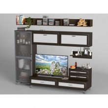 Стінка в вітальню Тиса Мебель Вітальня-28 Венге Білий 2050x450x2400 мм