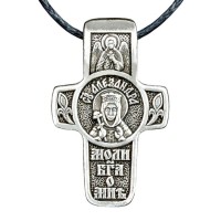 Хрест натільний посріблений Silvering Олександра Свята Мучениця Цариця Олександра Римська 3х1,8х0,2 см (19563)