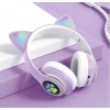 Повнорозмірні навушники бездротові Cat Headset M23 Bluetooth з RGB підсвічуванням та котячими вушками Purple