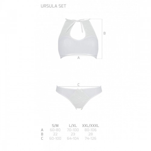 Комплект: бра, трусики з ажурним декором та відкритим кроком Ursula Set white L/XL — Passion в інтернет супермаркеті PbayMarket!