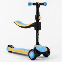 Самокат триколісний із сидінням Best Scooter MAXI PU колеса зі світлом 60 кг Blue and yellow (102930)