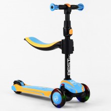 Самокат триколісний із сидінням Best Scooter MAXI PU колеса зі світлом 60 кг Blue and yellow (102930)