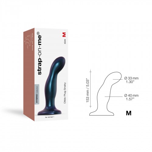 Дилдо Strap-On-Me DILDO PLUG SNAKY METALLIC BLUE, розмір M, діаметр 4 см, ввідна довжина 15,3 см в інтернет супермаркеті PbayMarket!