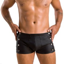 Чоловічі шкіряні боксери із заклепками Passion 048 Short David XXL/XXXL Black