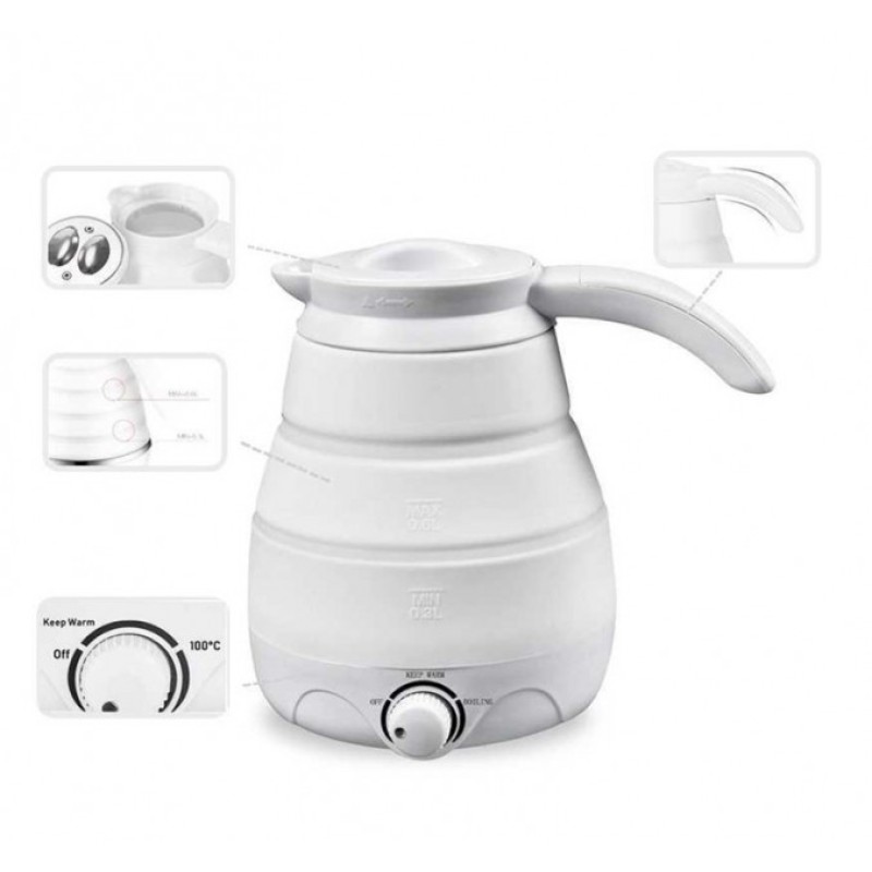 Універсальний електричний складний чайник BSM Elecreic Kettle 0.6 л Білий