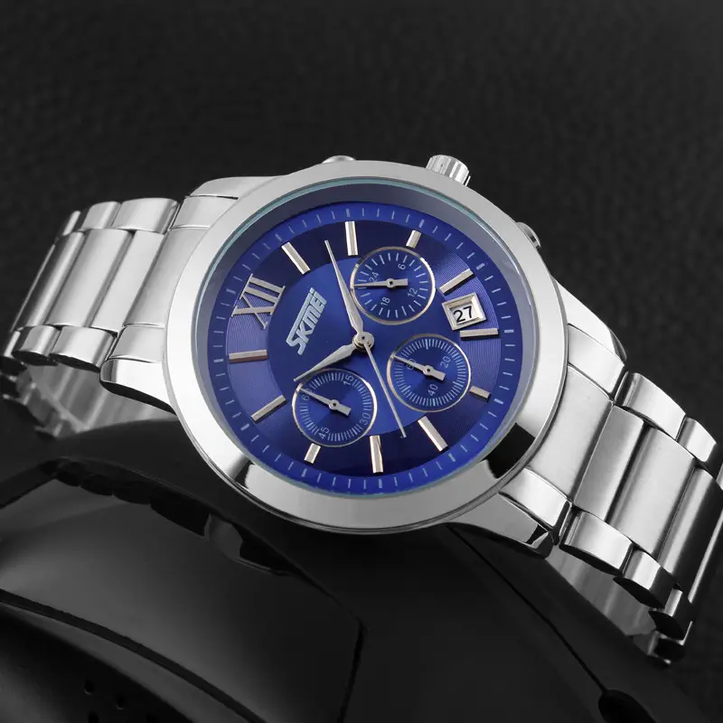 Чоловічий наручний годинник Skmei Tandem 9097 Сріблястий