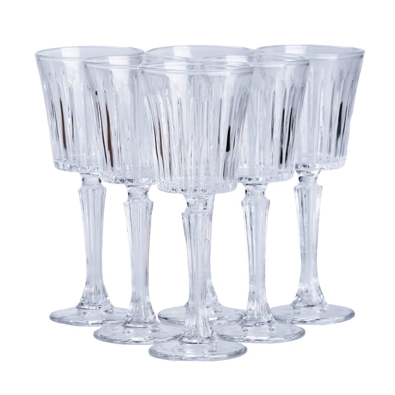 Набір келихів для вина на високій ніжці з товстого скла TS Kitchen 6 штук 150 мл прозорий (HP4164)