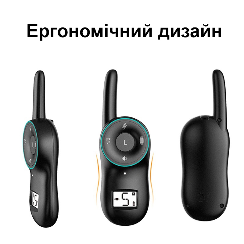 Електронний нашийник дресирувальний для середніх собак з 3-ма видами впливу PET dog 400, чорний нашийник