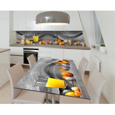 Наклейка 3Д вінілова на стіл Zatarga «Апельсиновий фреш» 650х1200 мм для будинків, квартир, столів, кав'ярень