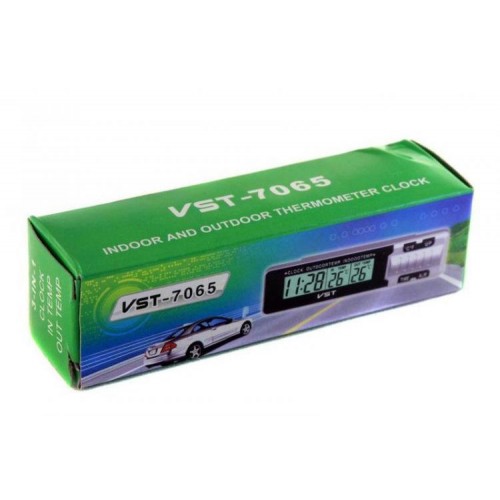 Автомобільні годинник з термометром VST-7065 зовнішній і внутрішній датчик Black (3_00385)