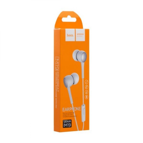 Дротові навушники вакумні з мікрофоном Hoco 3.5 mm M19 Drumbeat Universal 1.2 m White