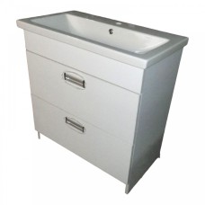 Пластикова тумба The MIX 2.0 з двома висувними ящиками White та умивальником COMO 50 см