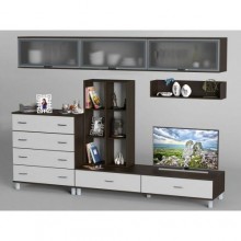 Стінка в вітальню Тиса Мебель Вітальня-9 Венге Білий 2050x450x2700 мм