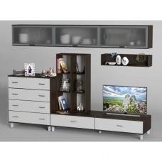 Стінка в вітальню Тиса Мебель Вітальня-9 Венге Білий 2050x450x2700 мм