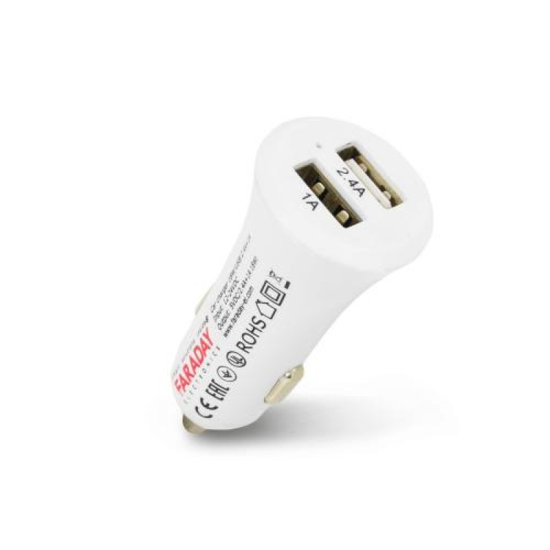 Автомобільний зарядний пристрій Faraday Electronics 18 Вт USB CAR з 2 USB виходами 2.4 А та 1 А