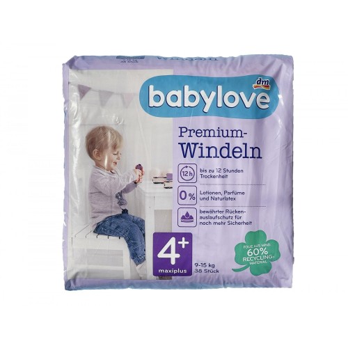 Дитячі одноразові підгузники Babylove Premium 4+ maxi plus 9-15 кг 38 шт в інтернет супермаркеті PbayMarket!