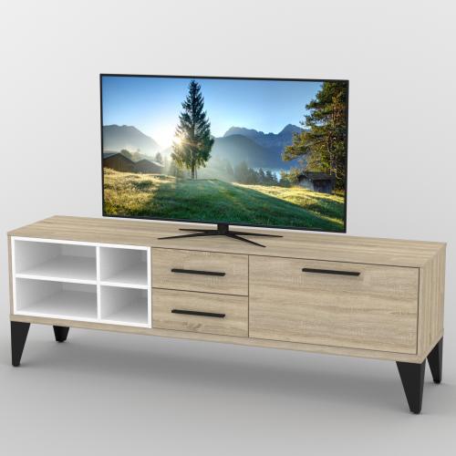 Тумба під телевізор Тиса Мебель ТВ-378 Дуб сонома Білий 60x44x180 см