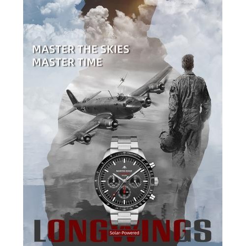 Наручний годинник чоловічий із сонячною батареєю North Edge Long Wings Сріблястий (3398) Наручний годинник чоловічий із сонячною батареєю North Edge Long Wings Сріблястий (3398)