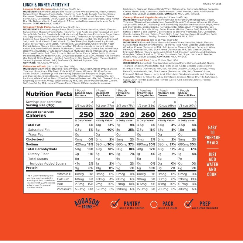 Сублімовані обіди та вечері 113 порцій з великим терміном придатності 25 років Augason farms