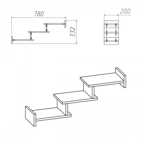 Полиця настінна П 14 Компанит Яблуня Полиця настінна П 14 Компанит Яблуня