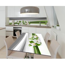 Наклейка 3Д вінілова на стіл Zatarga «Вінок квітучої вишні» 650х1200 мм для будинків, квартир, столів, кав'ярень,