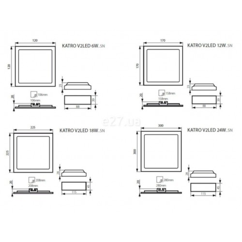 Стельовий світильник Kanlux Katro 30x30x2 см Білий (Kan28945)