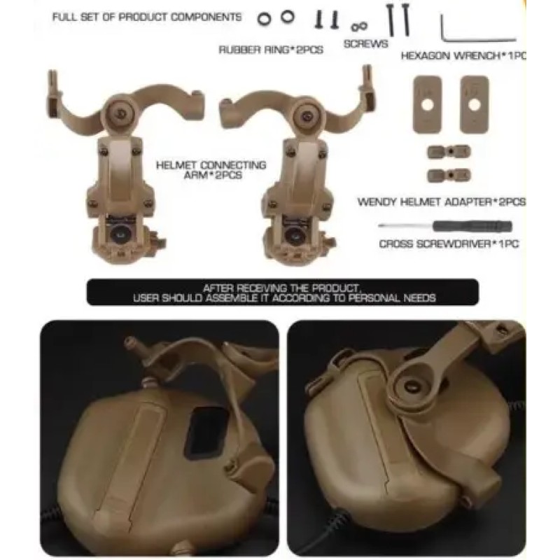 Універсальний адаптер для кріплення активної гарнітури на рейки шолома OPS Core Золотиста олива