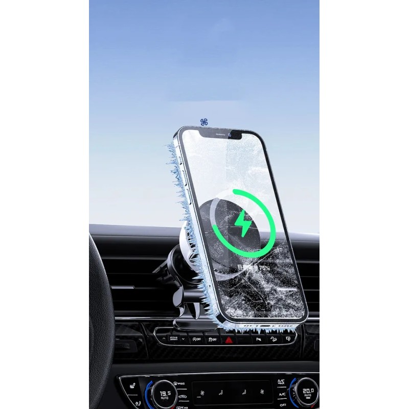 Автомобільний тримач для телефону MEMO магнітний з напівпровідниковим охолодженням та бездротовою зарядкою(GW03)