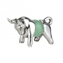 Оберег Silvering Бик Рік бика Нефрит Метал із посрібленням 2,5 см Сріблястий Зелений (25636)