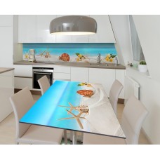 Наклейка 3Д вінілова на стіл Zatarga «Морські скарби» 650х1200 мм для будинків, квартир, столів, кав'ярень