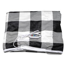 Електрична шаль плед з підігрівом Lesko Usb 140х80 см Black + White (10419-53793)