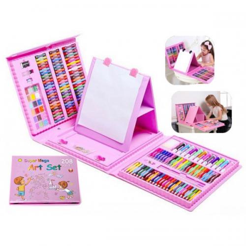 Великий художній набір з мольбертом для малювання та дитячої творчості у валізці для дітей 208 предметів Рожевий+Набір Малюй світлом Великий художній набір з мольбертом для малювання та дитячої творчості у валізці для дітей 208 предметів Рожевий+Набір Малюй світлом
