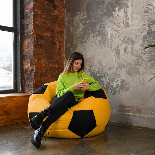 Крісло мішок М'яч Оксфорд 120см Студія Комфорту Великий Жовтий + Чорний Крісло мішок М'яч Оксфорд 120см Студія Комфорту Великий Жовтий + Чорний