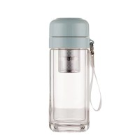Термос скляний з подвійними стінками та заварником YIWU Hexagram 240 мл М'ятний (HP-14-40M)