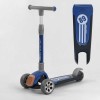 Самокат триколісний Best Scooter складане алюмінієве кермо, 3 колеса PU зі світлом Black/Blue (102024)