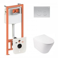 Набір Qtap Інсталяція 3 В 1 Nest Qt0133M425 З Панеллю Змиву Круглою Qt0111M11111Sat + Унітаз З Сидінням Swan Qt16335178W Набір Qtap Інсталяція 3 В 1 Nest Qt0133M425 З Панеллю Змиву Круглою Qt0111M11111Sat + Унітаз З Сидінням Swan Qt16335178W