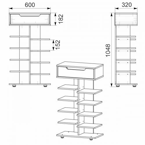 Тумба для взуття ТО-15 Компанит Німфея альба (60х32х104, 8 см) Тумба для взуття ТО-15 Компанит Німфея альба (60х32х104, 8 см)