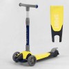 Самокат триколісний Best Scooter складане алюмінієве кермо, 3 колеса PU зі світлом Black/Yellow (102033)