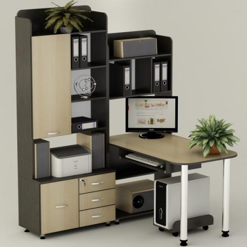 Кутовий комп'ютерний стіл Тиса СК-17 Венге магія- Дуб молочний