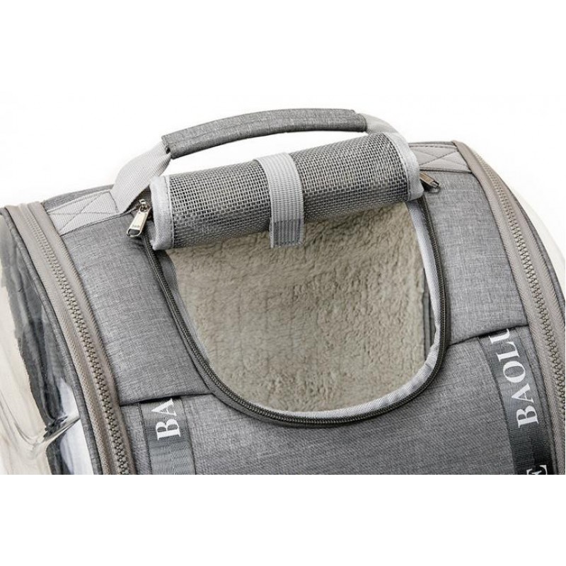 Сумка-рюкзак перенесення Baolujie для домашніх тварин 43х40х32 Сірий (IBA019S)