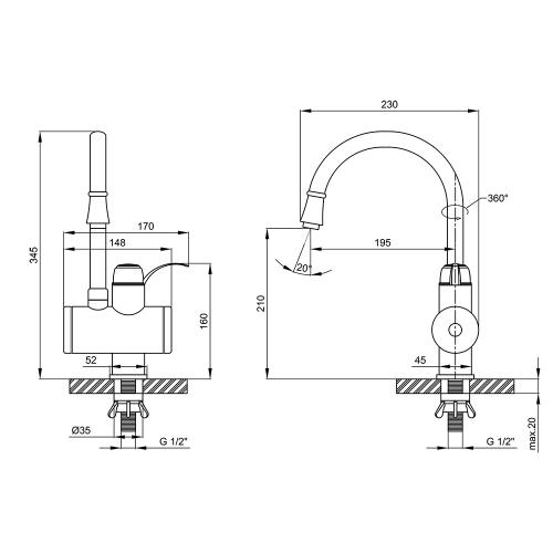 Кран для кухні проточний Lidz (WCR) 95 00 058 Кран для кухні проточний Lidz (WCR) 95 00 058