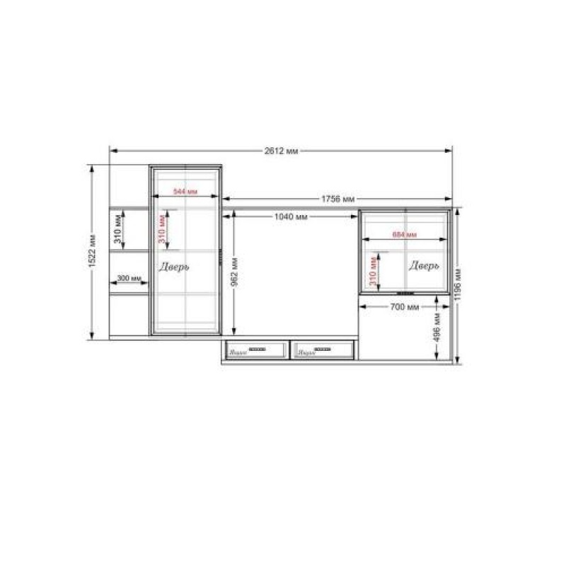 Стінка в вітальню Тиса Мебель Вітальня-205 Сонома Білий 1520x300x2160 мм