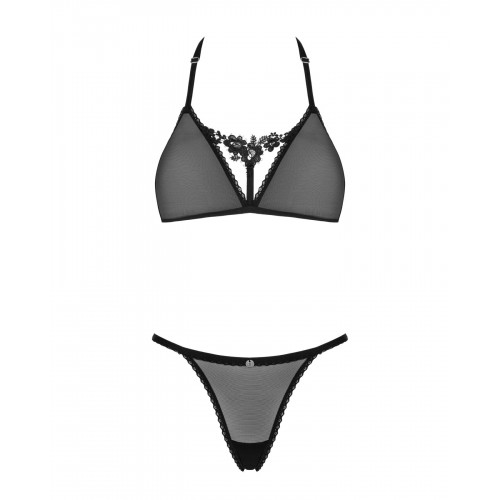 Напівпрозорий комплект Obsessive Celia Noir 2-pcs set M/L, бюстгальтер, стрінги в інтернет супермаркеті PbayMarket!