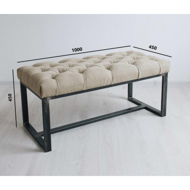 Банкетка - пуф для передпокою в стилі Loft NS-123 480x1000x450 мм Черный