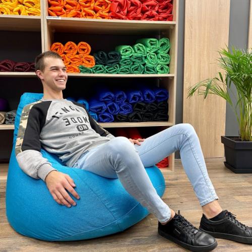 Крісло Мішок Груша Рогожка 120х85 Студія Комфорту Розмір Стандарт блакитний