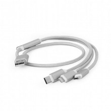 Кабель Cablexpert USB BM - Lightning/MicroUSB/USBType-C, 1м Сріблястий (CC-USB2-AM31-1M-S)